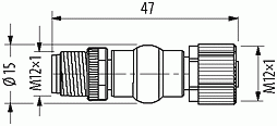 Adapter M12 St. auf M12 Bu. 4pol.,geschirmt, I-U