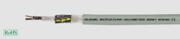 PUR-Schleppkettenleitung MULTIFLEX 512®-PUR 2x1,5 mm² Grau