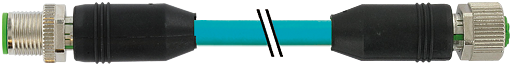 M12 St. 0° / M12 Bu. 0° B-kod. geschirmt