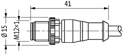 M12 St. ger. auf M12 Bu. ger. mit LED