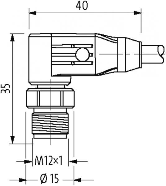 M12 St. 90° D-kod. freies Ltg-ende geschirmt V4A