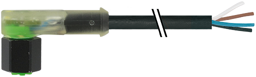 M12 Bu. 90° freies Ltg.-ende LED SC