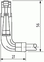 M12 St. 0° D-kod. / RJ45 90° links geschirmt