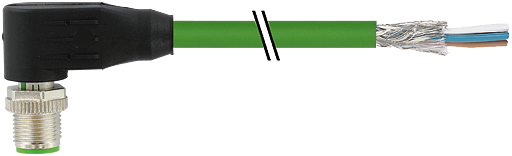 M12 St. 90° D-kod. freies Ltg-ende geschirmt