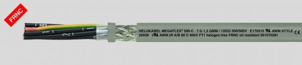 Halogenfreie-Steuerleitung UL/CSA MEGAFLEX® 500-C 18G1 mm² Grau
