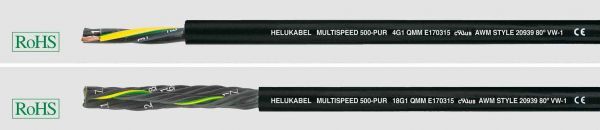 PUR-Schleppkettenleitung UL/CSA MULTISPEED® 500-PUR UL/CSA 4G1 mm² (18 AWG) Schwarz