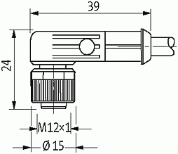 M12 St. ger. auf M12 Bu. gew. mit LED