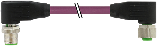 M12 St. 90° / M12 Bu. 90° B-kod. geschirmt