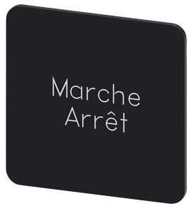 Bezeichnungsschild 27x27mm, Schild schwarz, Beschriftung: Arret-Marche