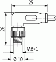 M8 St. gew.3pol. auf MSUD Ventilst. BF BI 11mm 7000-88801-6130200