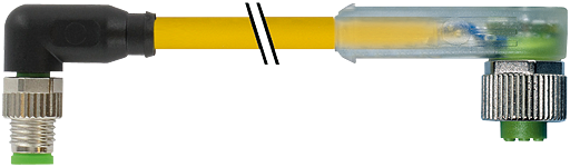 M8 St. 90° / M12 Bu. 90° A-kod. LED