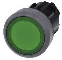 Drucktaster, beleuchtet, 22mm, rund, grün, Druckknopf 3SU1031-0AA40-0AA0