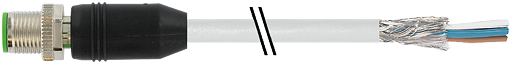 M12 St. 0° gesch. freies Ltg.-ende V4A