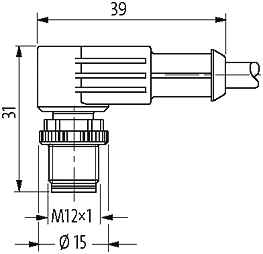 M12 St. 90° freies Ltg.-ende