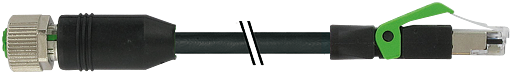 M12 Bu. 0° / RJ45 St. 0° geschirmt Ethernet