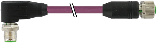 M12 St. 90° / M12 Bu. 0° B-kod. geschirmt