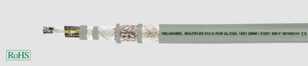 PUR-Schleppkettenleitung UL/CSA MULTIFLEX 512®-C-PUR UL/CSA 2x1 mm² (18 AWG) Grau