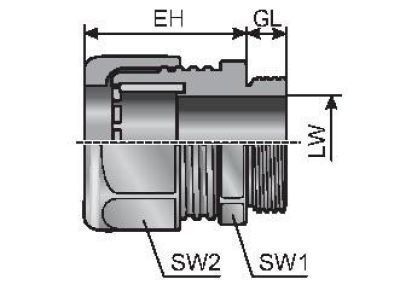 m-seal EMC M32x1,5 16,0-25,0 Kabelverschraubung, Metall