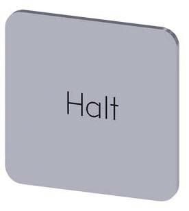 Bezeichnungsschild 22x22mm, Schild silber, Beschriftung: Halt