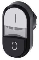 Doppeldrucktaster, beleuchtet, 22mm, rund, weiß: I, schwarz: O 3SU1001-3BB61-0AK0