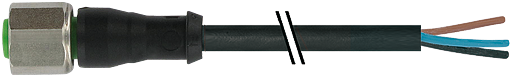 M12 Bu. 0° freies Ltg.-ende 3p.Dual-Keyway