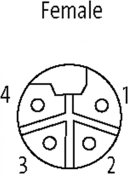 M12 Power L-kod. 4pol. Bu. 0° freies Ltg.-ende