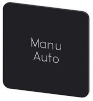 Bezeichnungsschild 27x27mm, Schild schwarz, Beschriftung: Manu Auto 3SU1900-0AE16-0GT0