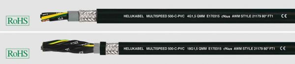 PVC-Schleppkettenleitung UL/CSA MULTISPEED® 500-C-PVC UL/CSA 12G1,5 mm² (16 AWG) Schwarz