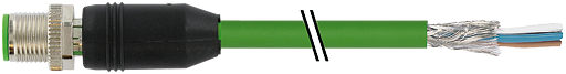 M12 St. 0° Y-kod. freies Ltg-ende geschirmt