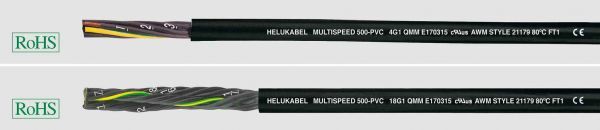 PVC-Schleppkettenleitung UL/CSA MULTISPEED® 500-PVC UL/CSA 25G1,5 mm² (16 AWG) Schwarz