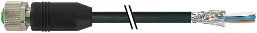 M12 Bu. 0° gesch. freies Ltg.-ende V4A