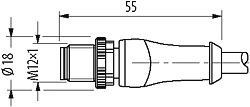 M12 Power L-kod. 5pol. St. 0° freies Ltg.-ende