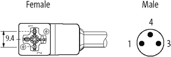 M8 St. 90° A-kod. / MSUD Ventilst. CI-9.4mm kl.BF