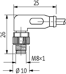 M8 St. gew. auf Bu M8 gew. mit LED