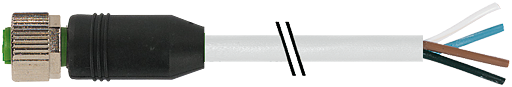 M12 female 0° with cable