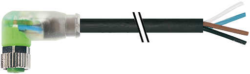 M8 Bu. 90° freies Ltg.-ende LED