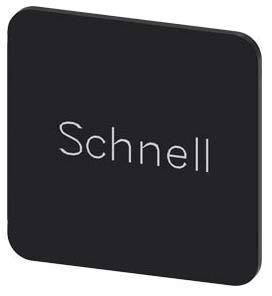 Bezeichnungsschild 22x22mm, Schild schwarz, Beschriftung: schnell