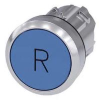 Drucktaster, 22mm, rund, blau, Beschriftung: R, Druckknopf 3SU1050-0AB50-0AR0