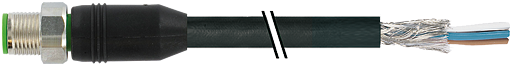 M12 St. 0° gesch. freies Ltg.-ende V2A