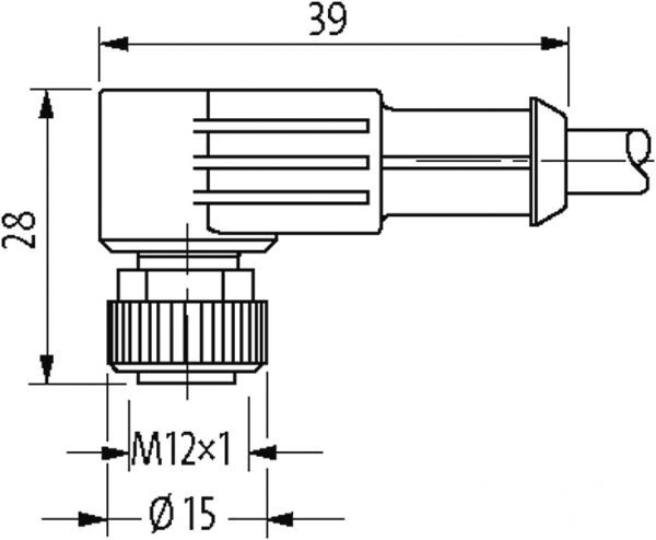 M12 Bu. 90° freies Ltg.-ende LED+Entstörung