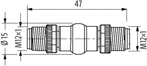 Adapter M12 St.B-cod. auf M12 St.B-cod. geschirmt