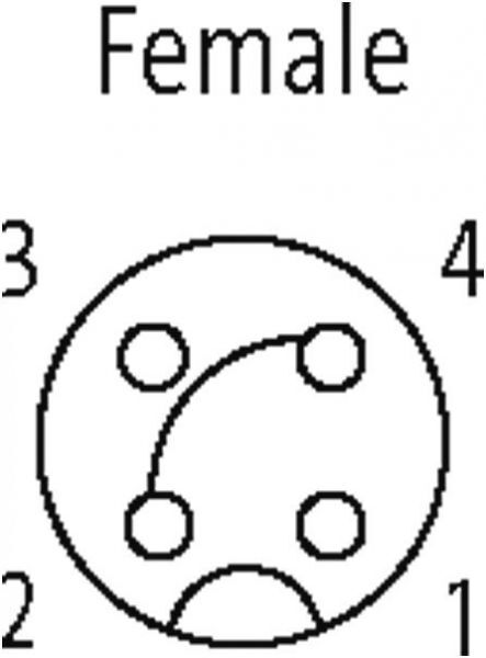 M12 Bu. 90° A-kod. freies Ltg-ende LED