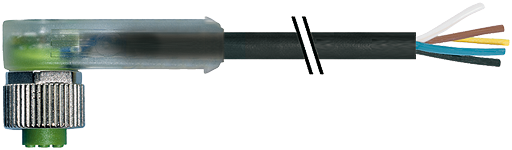 M12 Bu. 90° freies Ltg.-ende LED