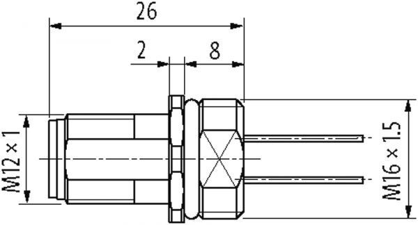 M12-Flanschstecker A-cod. Vorderwand incl. Mutter