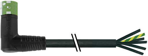 MQ15-X-Power Bu. 90°rechts, freies Ltg.-ende