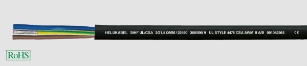 Wärmebeständige Leitung SiHF UL/CSA 5G2,5 mm² (14 AWG) Schwarz