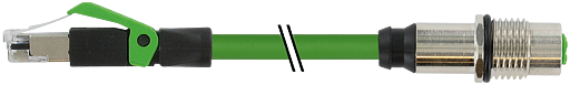 M12 Bu. Flansch X-kod. / RJ45 St. 0° geschirmt