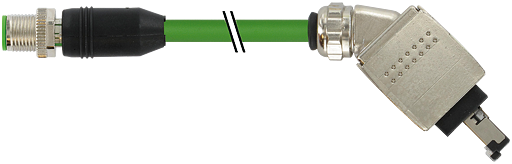 M12 St.0° D-kod./RJ45 Push Pull 90° geschirmt AIDA