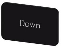 Bezeichnungsschild 17,5x27mm, Schild schwarz, Beschriftung: Down 3SU1900-0AD16-0DM0