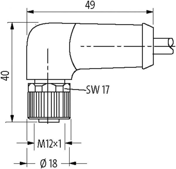 M12 Power St. 90° / Bu. 90° L-kod.